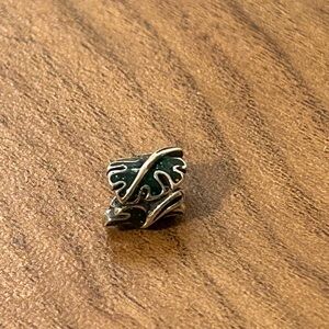 Monstera Leaves Green Enamel  Sterling Silver Charm